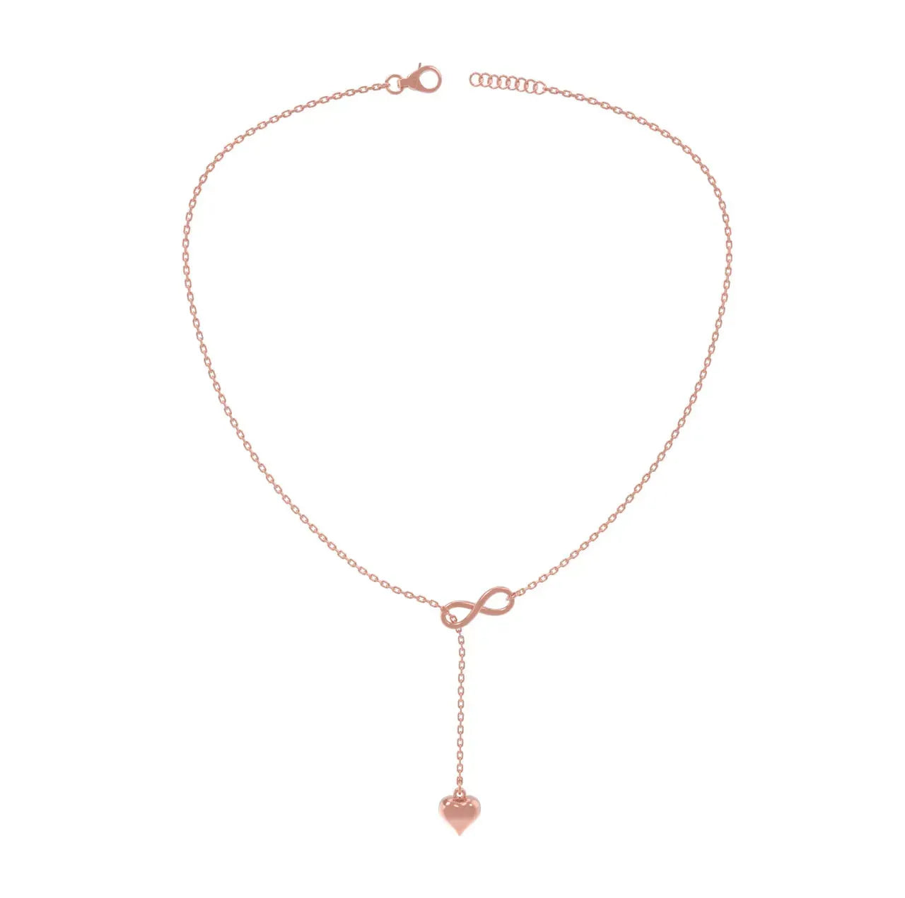 Infinity Heart Sterling Silver Necklace - Rose Gold - LA TATVA