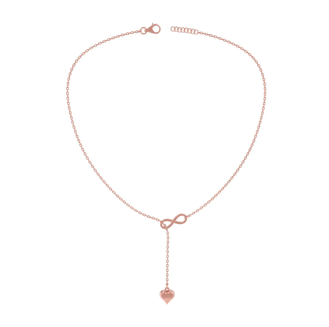 Infinity Heart Sterling Silver Necklace - Rose Gold - LA TATVA