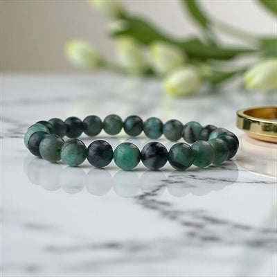 Natural Emerald Stone Bracelet - Classic Round - LA TATVA