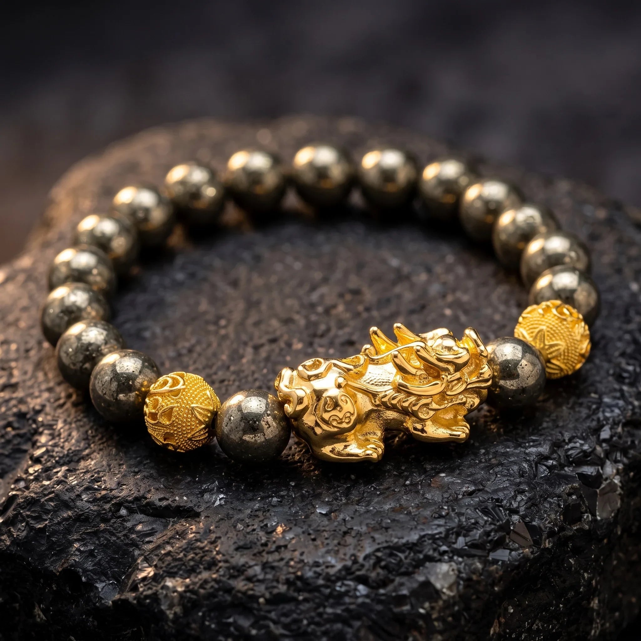 Pixiu Pyrite Bracelet – Wealth, Protection & Energy Shield