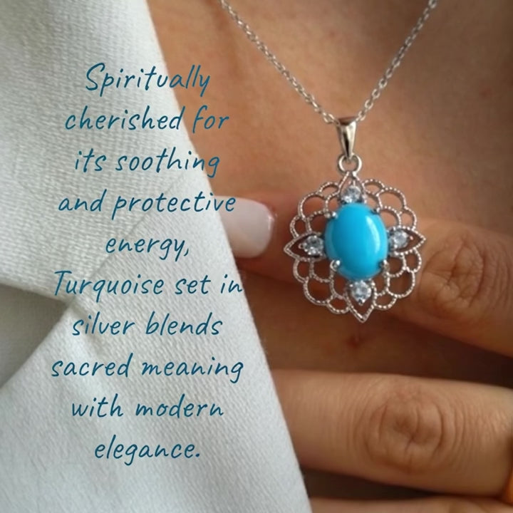 Turquoise Silver Pendant - LA TATVA