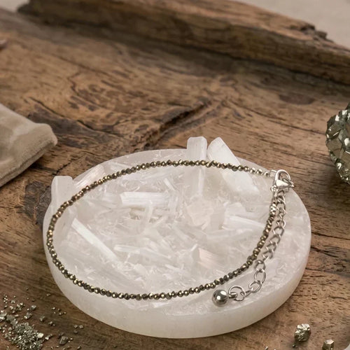 Pyrite Anklet with Raw Selenite Plate