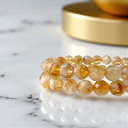 Raw Natural Citrine Bracelet - Elegant Diamond Wealth Stone