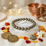 Raw Pyrite Bracelet with Raw Selenite plate