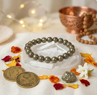 Raw Pyrite Bracelet with Raw Selenite plate