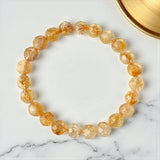 Raw Natural Citrine Bracelet - Elegant Diamond Wealth Stone