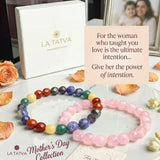 Seven Chakra × Rose Quartz Bracelet Combo - A Meaningful Gift for Her