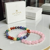 Seven Chakra × Rose Quartz Bracelet Combo - A Meaningful Valentine’s Gift for Her