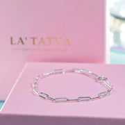 925 Silver Paper Clip Bracelet