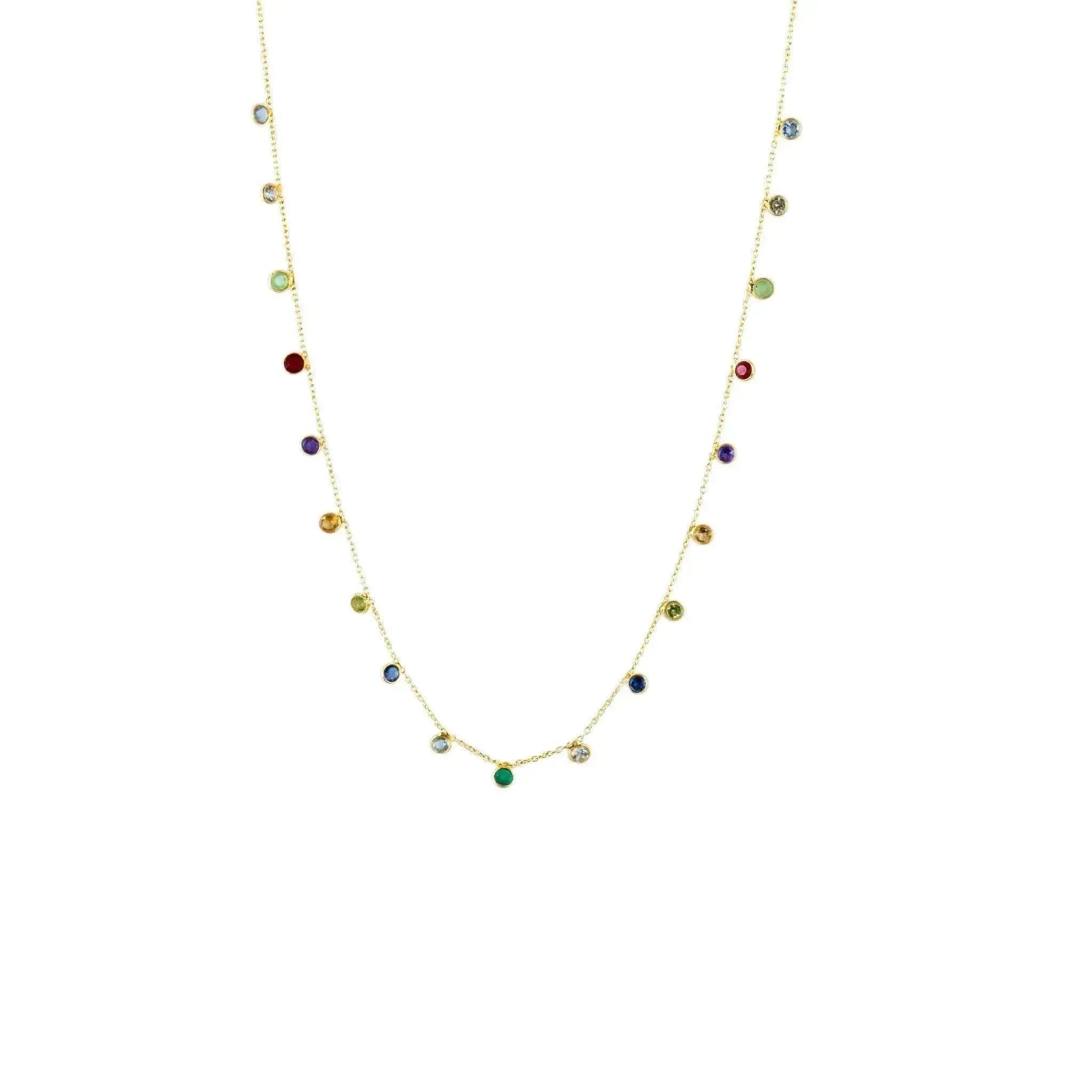 All Chakra Multi stone Silver Necklace - LA TATVA