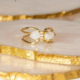 Exquisite Golden Moonstone Tiara Ring - LA TATVA